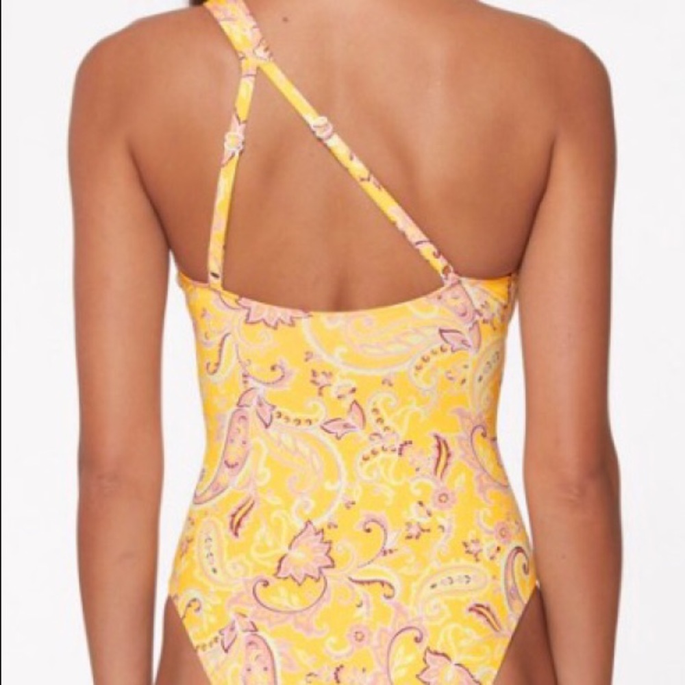Sanctuary One Piece Swimsuit Yellow & Pink Paisley (Mango) ECO size M - Picture 2 of 9